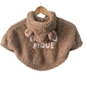 Gelato Pique Cozy Brown Bear  Heart Hooded Poncho 6 months-2T